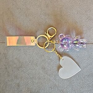 NWOT Trendy Transparent Music Bear Animal Keychain, Bag, Purse Charm.